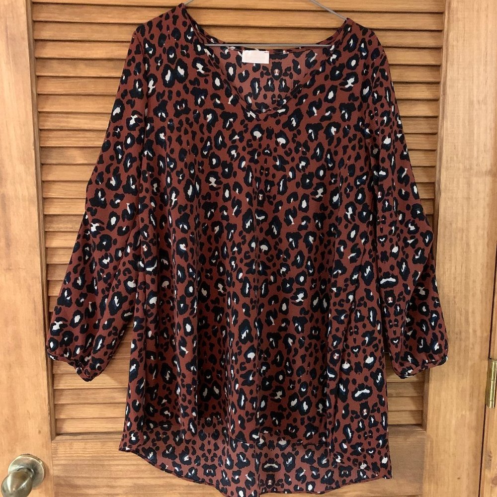 NWOT Leopard Print Tunic LS Top